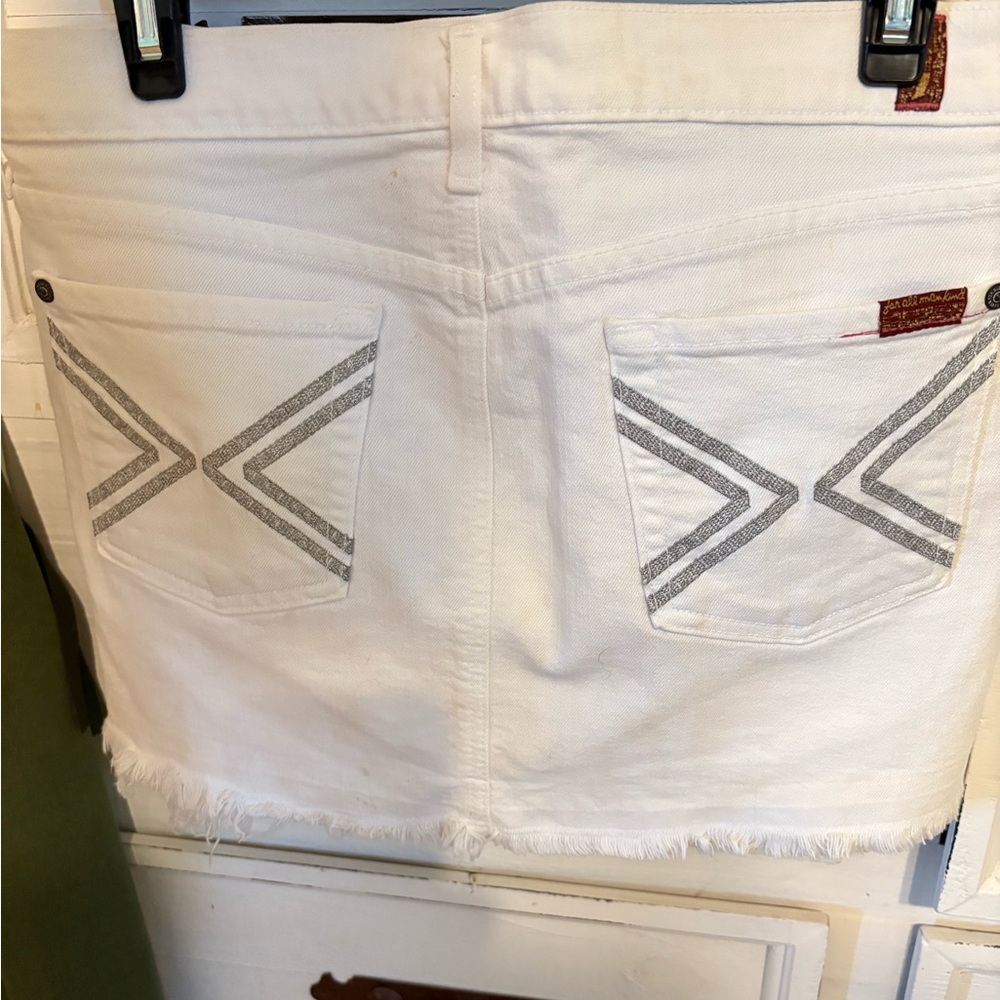 7 For All Mankind white Denim Skirt with silver Details